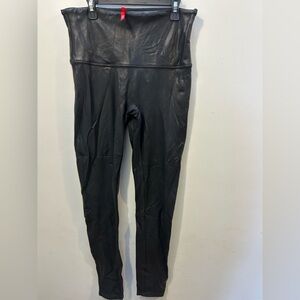 SPANX Shiny Black Leggings Size XL